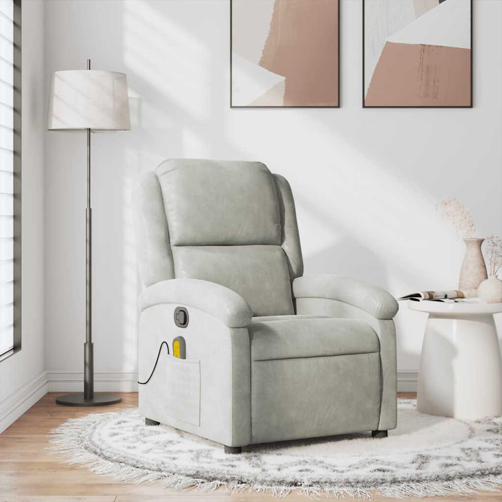 vidaXL Massage Recliner Chair Light Gray Velvet