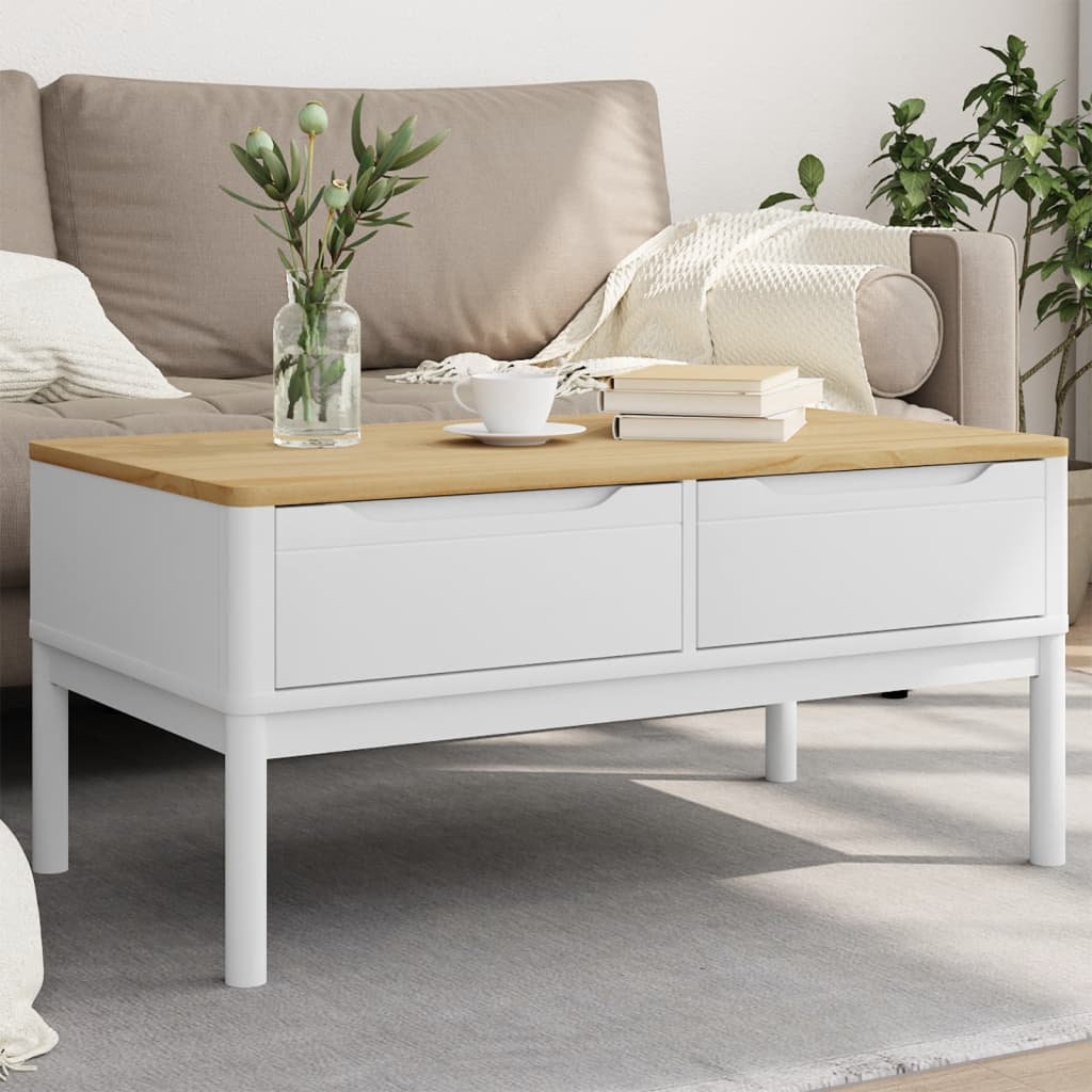 vidaXL Coffee Table FLORO White 39x21.9x17.7 Solid Pine Wood