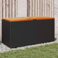 vidaXL Patio Storage Box Black 43.3x19.7x21.3 Poly Rattan Acacia Wood
