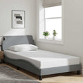 vidaXL Bed Frame with Headboard Light Gray 39.4x74.8 Twin Fabric