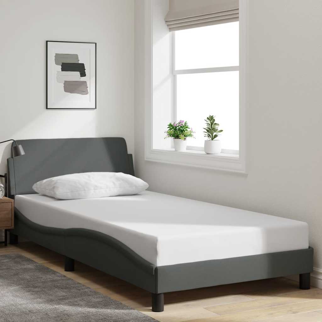 vidaXL Bed Frame with Headboard Dark Gray 39.4x79.9 Twin XL Fabric