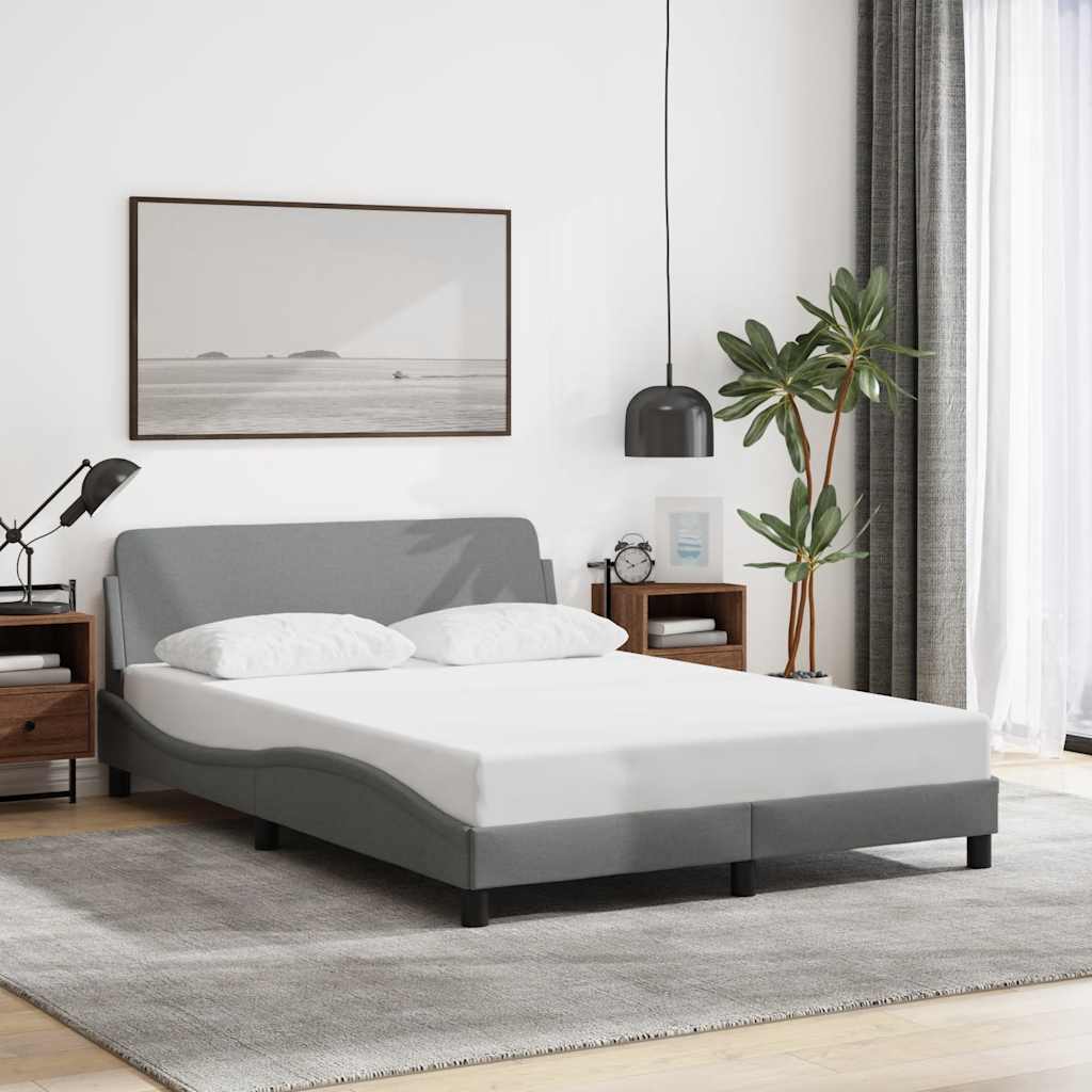 vidaXL Bed Frame with Headboard Light Gray 53.9x74.8 Full Fabric