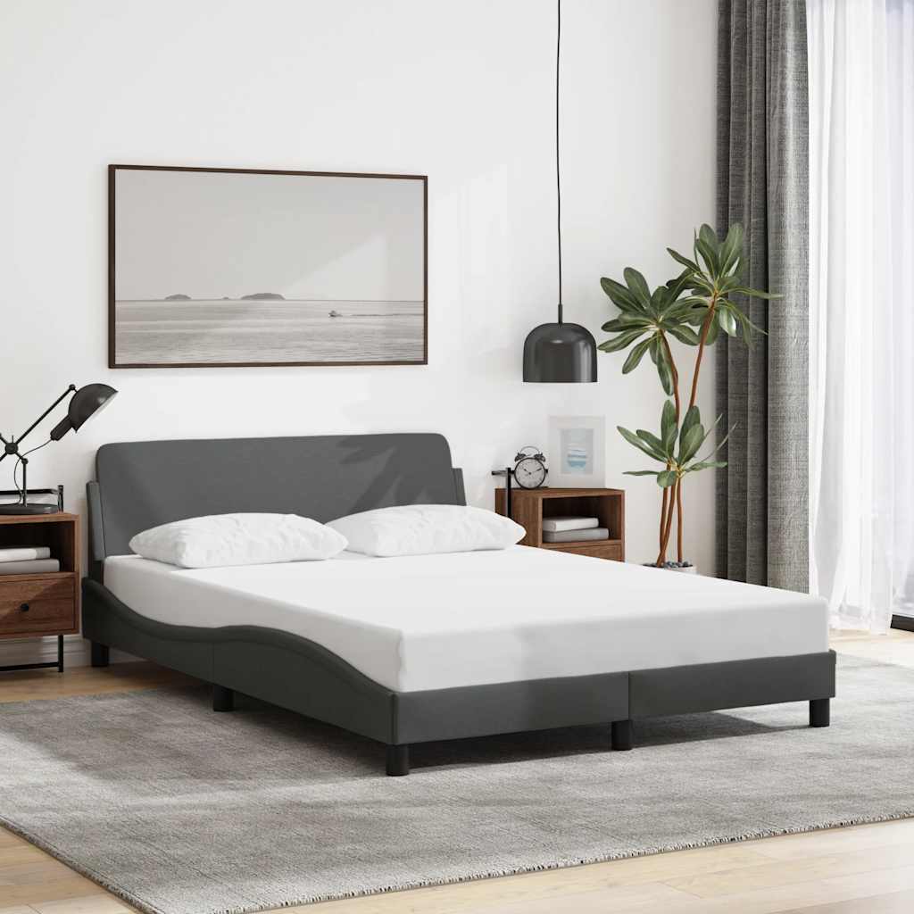 vidaXL Bed Frame with Headboard Dark Gray 53.9x74.8 Full Fabric