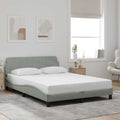 vidaXL Bed Frame with Headboard Light Gray 53.9x74.8 Full Velvet