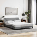 vidaXL Bed Frame with Headboard Light Gray 59.8x79.9 Queen Fabric