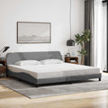 vidaXL Bed Frame with Headboard Light Gray 76x79.9 King Fabric