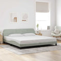vidaXL Bed Frame with Headboard Light Gray 76x79.9 King Velvet