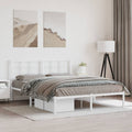 vidaXL Metal Bed Frame with Headboard White 59.1x78.7