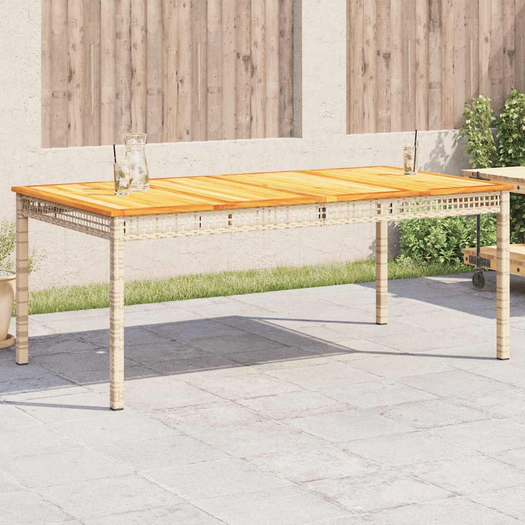 vidaXL Patio Table Beige 70.9x35.4x29.5 Poly Rattan Acacia Wood