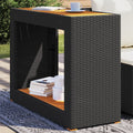 vidaXL Patio Side Table with Wooden Top Black 39.4x15.7x29.5 Poly Rattan