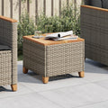 vidaXL Patio Table Gray 17.7x17.7x14.6 Poly Rattan Acacia Wood