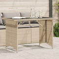 vidaXL Patio Table with Glass Top Beige 43.3x26.8x27.6 Poly Rattan