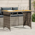 vidaXL Patio Table with Wooden Top Gray 43.3x26.8x27.6 Poly Rattan