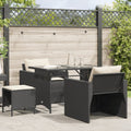 vidaXL 4 Piece Patio Sofa Set with Cushions Black Poly Rattan
