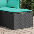 vidaXL Patio Stool with Cushion Black 21.7x21.7x14.6 Poly Rattan