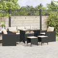 vidaXL 6 Piece Patio Sofa Set with Cushions Black Poly Rattan