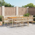 vidaXL 9 Piece Patio Dining Set with Cushions Beige Poly Rattan