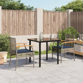 vidaXL 3 Piece Patio Dining Set with Cushions Gray Poly Rattan
