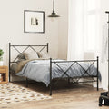 vidaXL Metal Bed Frame with Headboard and Footboard Black 39.4x78.7