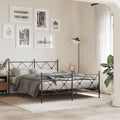 vidaXL Metal Bed Frame with Headboard and Footboard Black 59.1x78.7