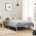 vidaXL Metal Bed Frame with Headboard White 39.4x78.7