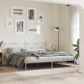 vidaXL Metal Bed Frame with Headboard White 76x79.9 King