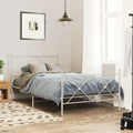 vidaXL Metal Bed Frame with Headboard and Footboard White 39.4x78.7
