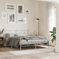 vidaXL Metal Bed Frame with Headboard and Footboard White 59.1x78.7