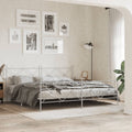 vidaXL Metal Bed Frame with Headboard and Footboard White 76x79.9 King