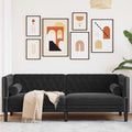 vidaXL Chesterfield Sofa with Bolsters 3-Seater Black Velvet