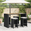 vidaXL Patio Bar Stools with Cushions 4 pcs Black Poly Rattan