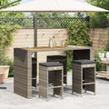 vidaXL Patio Bar Stools with Cushions 4 pcs Gray Poly Rattan