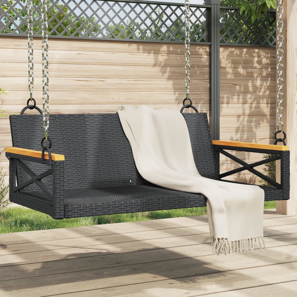 vidaXL Swing Bench Black 42.9x24.4x15.7 Poly Rattan