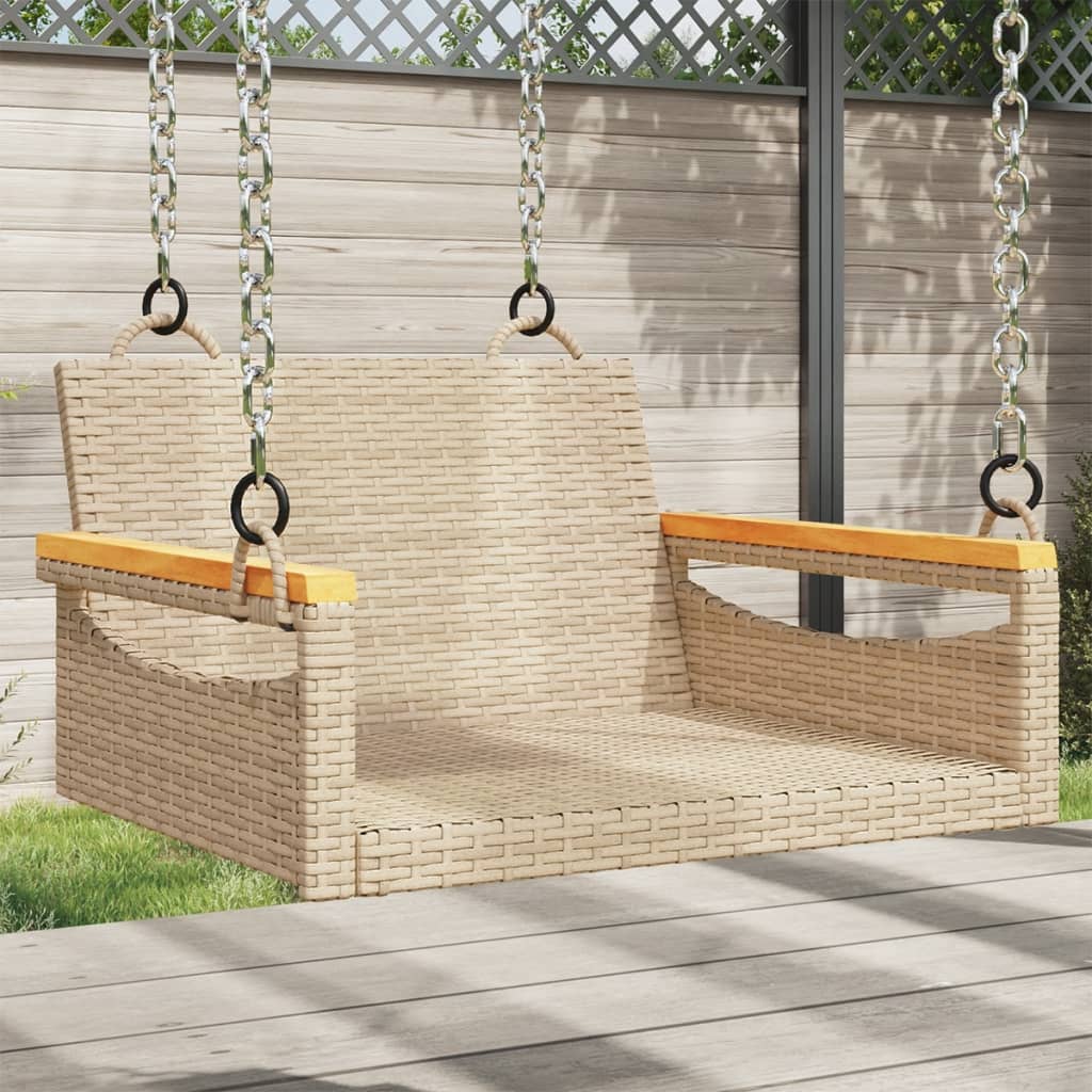 vidaXL Swing Bench Beige 24.8x24.4x15.7 Poly Rattan