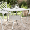 vidaXL Patio Table White 31.5x31.5x29.5 Cast Aluminum
