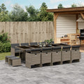 vidaXL 15 Piece Patio Dining Set with Cushions Gray Poly Rattan