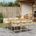 vidaXL 7 Piece Patio Dining Set with Cushions Beige Poly Rattan
