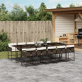 vidaXL 11 Piece Patio Dining Set with Cushions Brown Poly Rattan