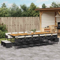 vidaXL 17 Piece Patio Dining Set with Cushions Black Poly Rattan