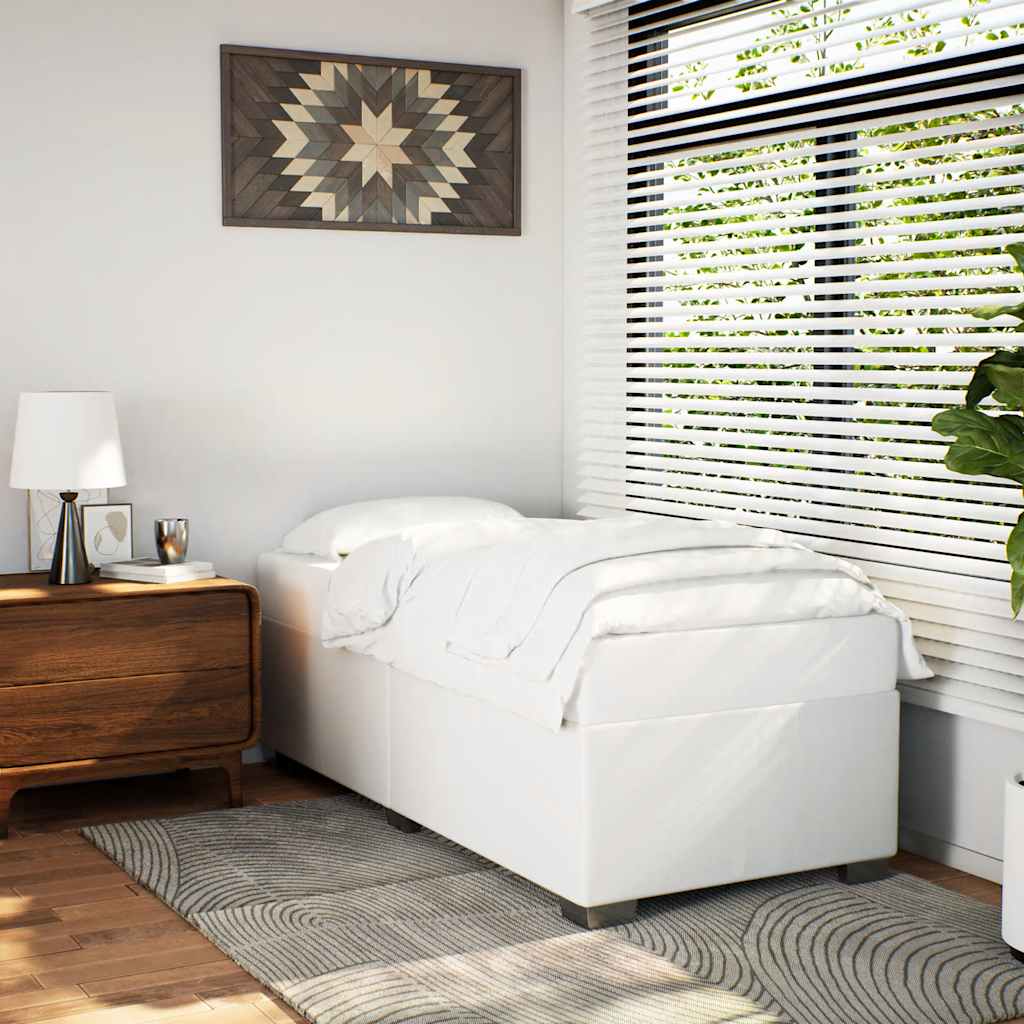 vidaXL Bed Frame without Mattress White Twin Faux Leather