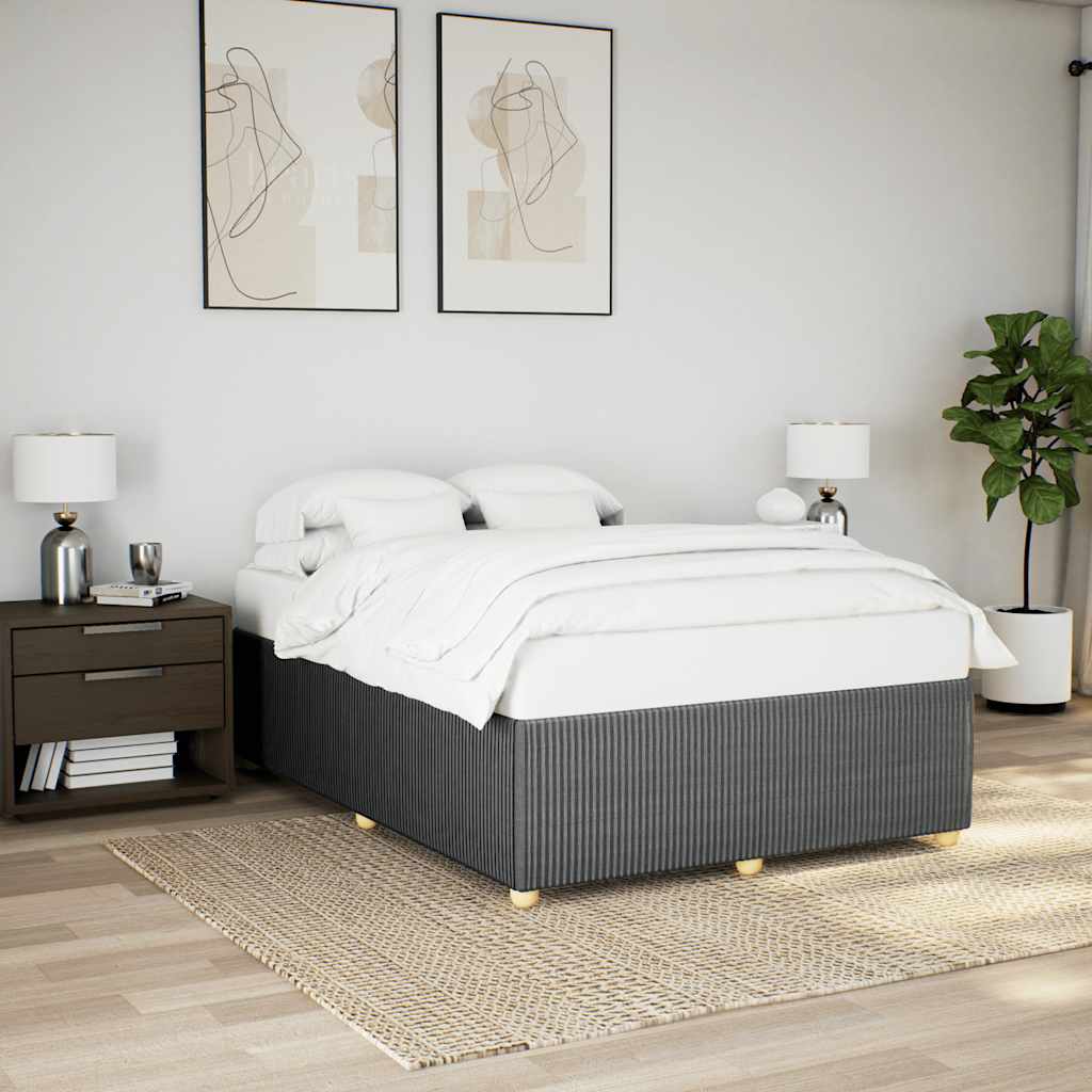 vidaXL Bed Frame without Mattress Dark Gray Queen Fabric