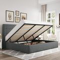 Allewie King Lift Up Storage Bed,Modern Wingback Headboard,Hydraulic Storage,No Box Spring Needed,Dark Grey