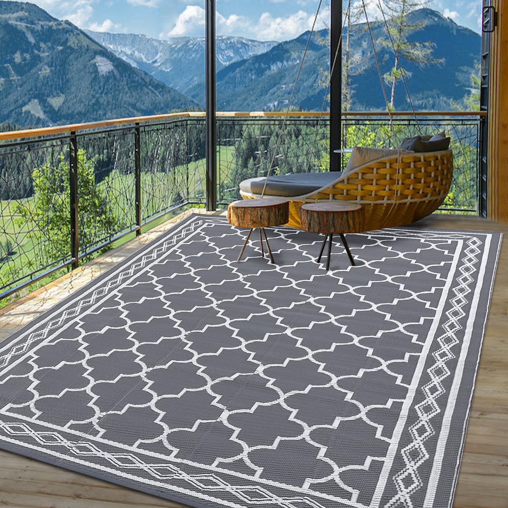 Garvee Outdoor Rug 10x20 for Patios Clearance, Reversible Outdoor Plastic Straw Waterproof Camping Carpet, Large Area Rugs Pat