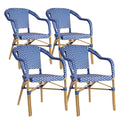 PURPLE LEAF Outdoor Dining Chair Set of 4 Hand-Woven Aluminum Armchair for Garden Kitchen Backyard Porch Bamboo Print Finish Pat