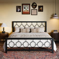 SHA CERLIN King Size Metal Bed Frame with Vintage Circular Design Headboard and Footboard,No Box Spring Required,Easy Assembly,N