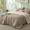 Bedsure Twin/Twin XL Comforter Set, Reversible Khaki Soft Prewashed Bedding for All Seasons, 2 Pieces Warm Down Alternative Bed 