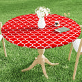 Smiry Round Picnic Tablecloth, Waterproof Elastic Fitted Table Covers for 57 - 68 Tables, Wipeable Flannel Backed Vinyl Tableclo