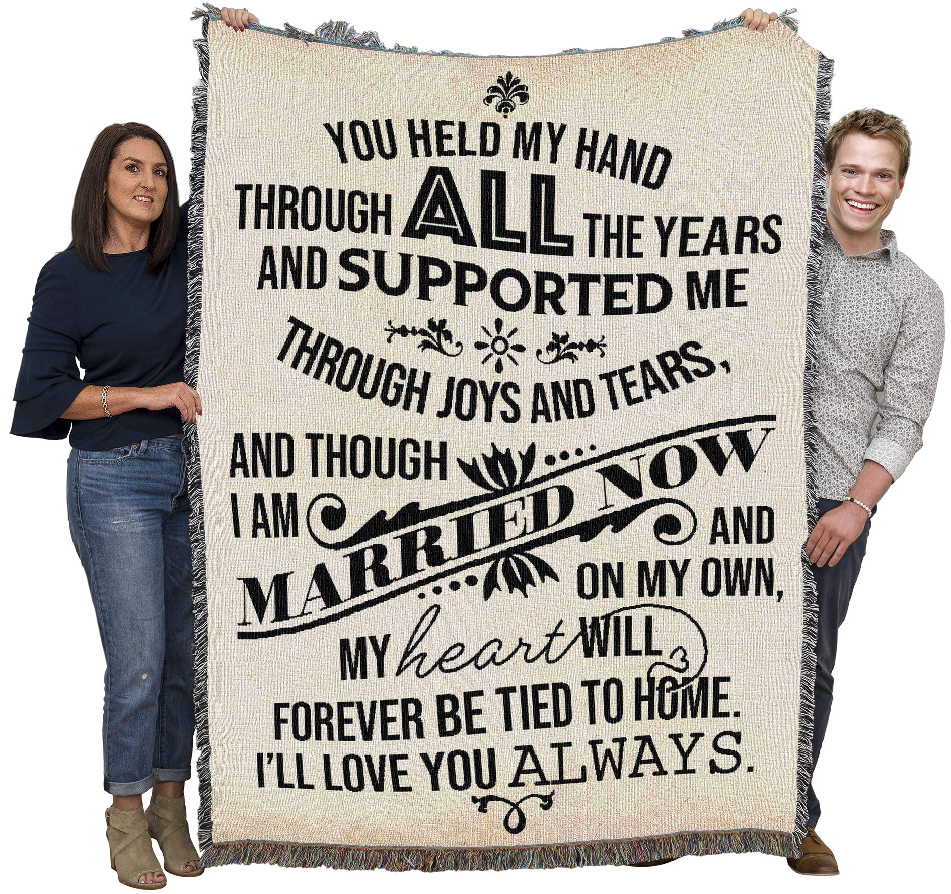 Pure Country Weavers You Held My Hand and Supported Me Blanket - Mother Parents Gift Tapestry Throw Woven from Cotton - Made in 
