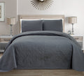 Mk Collection 3pc Full/Queen Solid Embossed Bedspread Bed Cover Over Size Dark Grey New