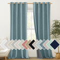 NICETOWN 100% Absolutely Blackout Linen Curtains with Thermal Insulated White Liner, Skylark Blue, 52 inches Wide, 90 inches Len